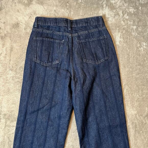 PrettyLittleThing Indigo Wash Stripe Denim Straight Leg Jeans Size 4 New - Picture 5 of 9